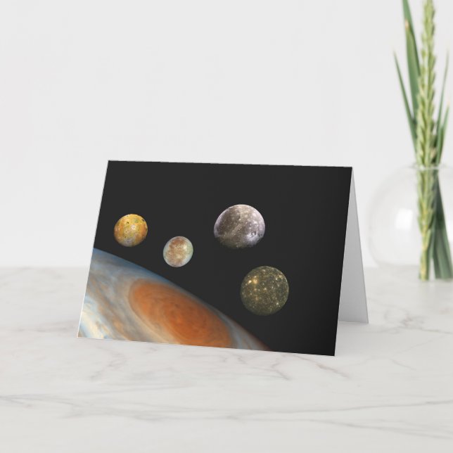Jupiter and Four Moons Galilean Satellites Card (Front)