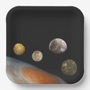 Jupiter and Four Moons Galilean Satellites Paper Plate