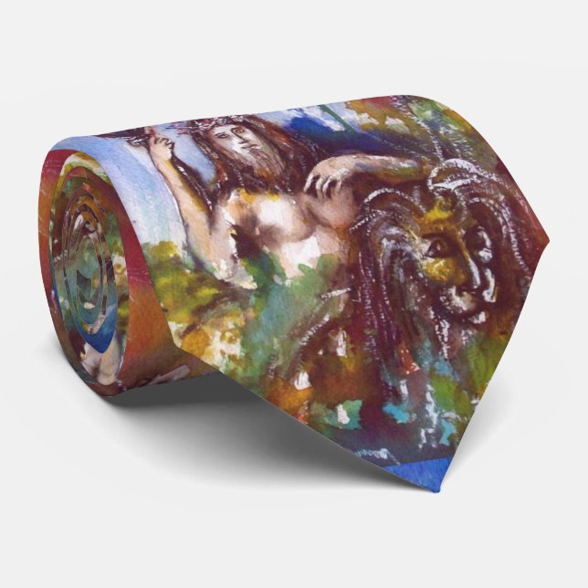 JUPITER AND LION Greek Mythology Blue Brown Tie (Rolled)