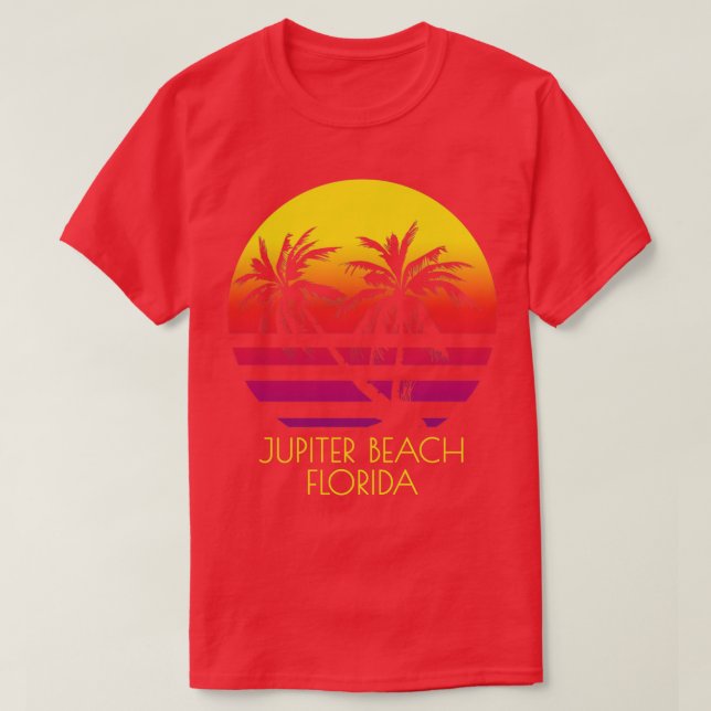 Jupiter Beach Florida Tropical Palm Trees Sunset V T-Shirt (Design Front)