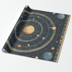 Jupiter-Centered Celestial Chart Design (3) Wrapping Paper