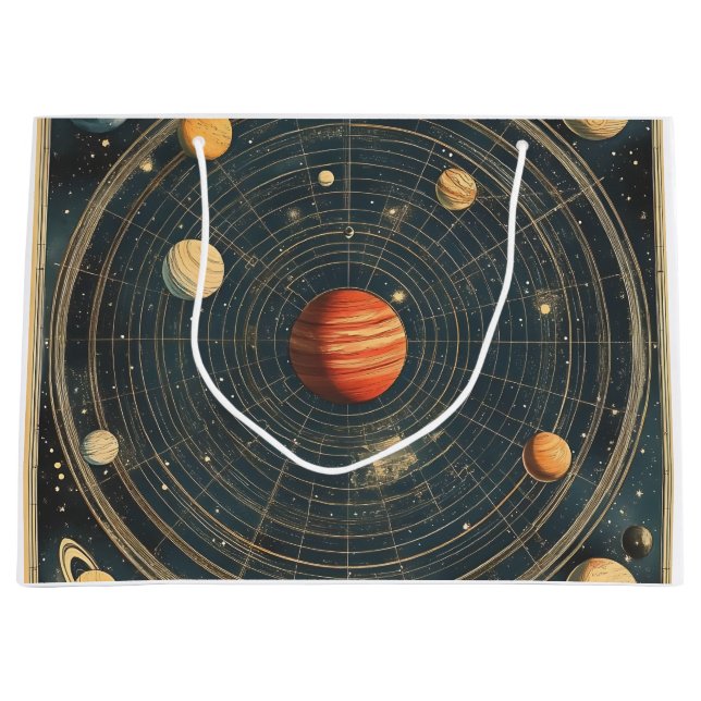 Jupiter-Centred Celestial Chart Design (2) Large Gift Bag (Front)