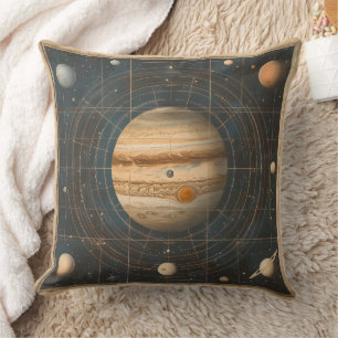 Jupiter-Centred Celestial Chart Design Cushion