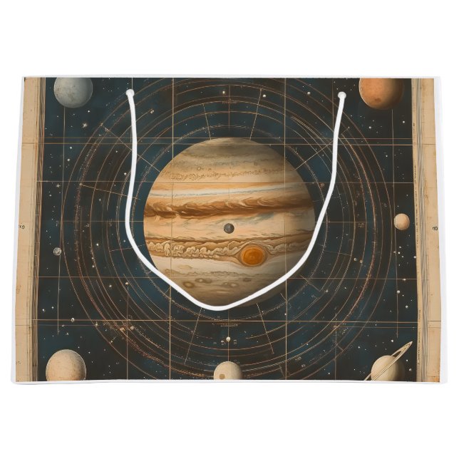 Jupiter-Centred Celestial Chart Design Large Gift Bag (Front)