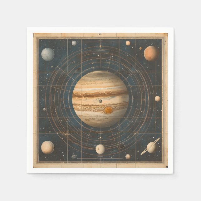 Jupiter-Centred Celestial Chart Design Napkin (Front)