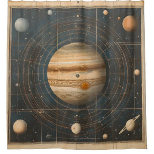 Jupiter-Centred Celestial Chart Design Shower Curtain