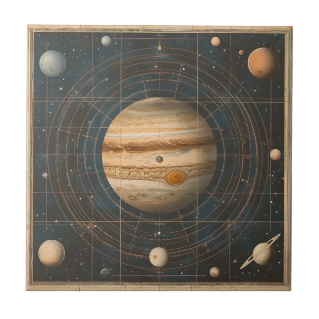 Jupiter-Centred Celestial Chart Design Tile (Front)