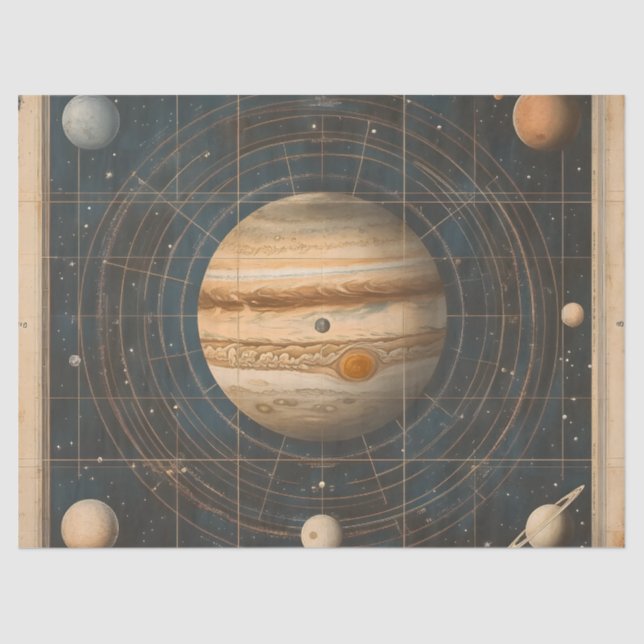 Jupiter-Centred Celestial Chart Design Tissue Paper (Front)