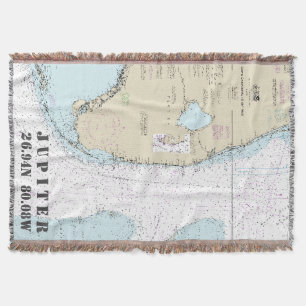 Jupiter FL Hometown Latitude Longitude Nautical Throw Blanket