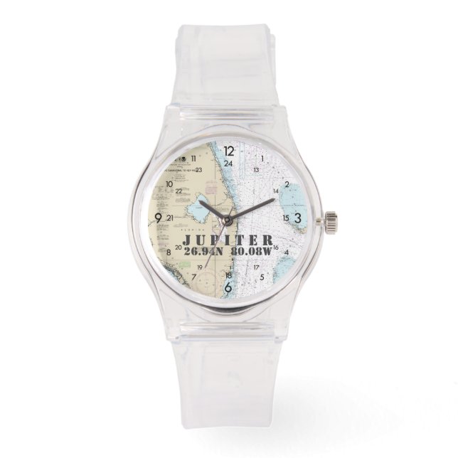 Jupiter FL Latitude Longitude Nautical Chart Watch (Front)