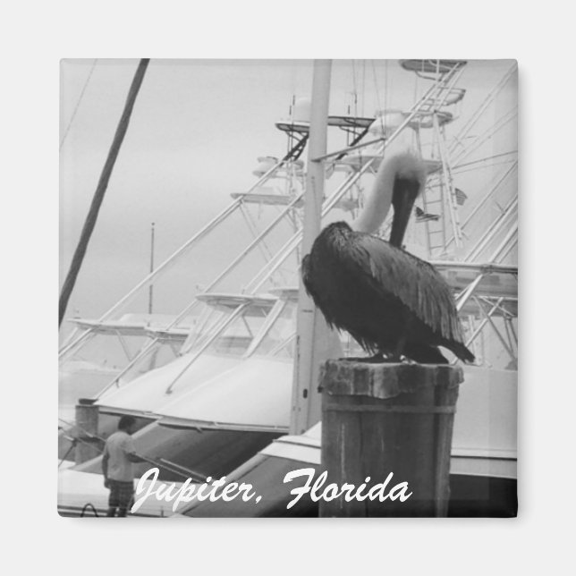 Jupiter, Florida Boats & Pelican photo Magnet (Front)