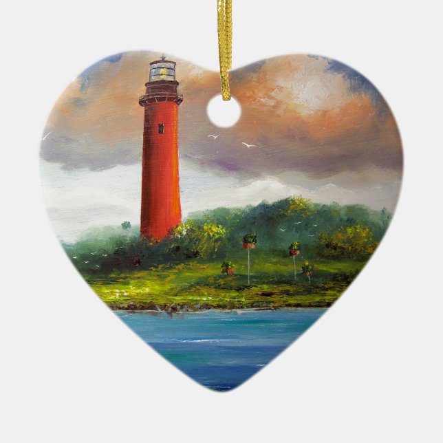 Jupiter Florida Lighthouse Ceramic Tree Decoration (Front)