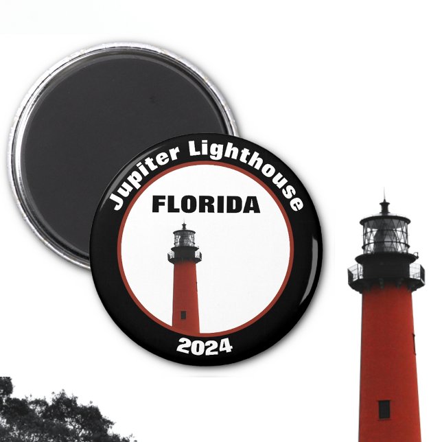 Jupiter Florida Lighthouse Photographic Black Magnet (Creator Uploaded)