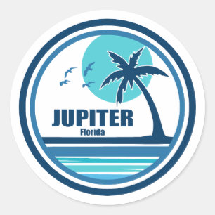 Jupiter Florida Palm Tree Birds Classic Round Sticker