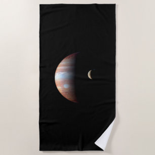 Jupiter Gas Giant Planet & Io Galilean Moon Beach Towel
