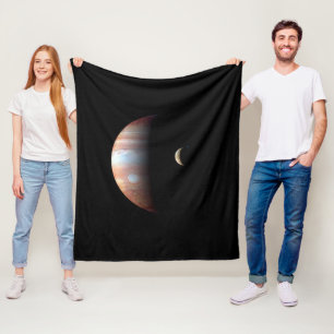 Jupiter Gas Giant Planet & Io Galilean Moon Fleece Blanket
