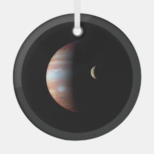 Jupiter Gas Giant Planet & Io Galilean Moon Glass Tree Decoration