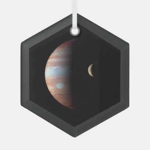 Jupiter Gas Giant Planet & Io Galilean Moon Glass Tree Decoration
