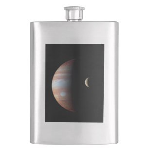 Jupiter Gas Giant Planet & Io Galilean Moon Hip Flask