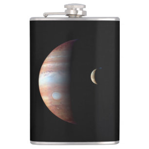 Jupiter Gas Giant Planet & Io Galilean Moon Hip Flask