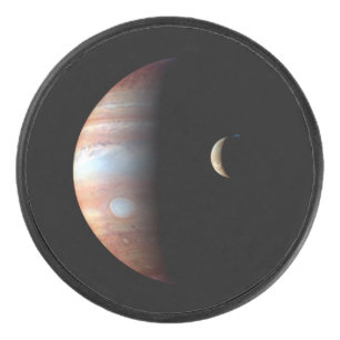 Jupiter Gas Giant Planet & Io Galilean Moon Hockey Puck