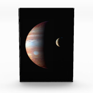 Jupiter Gas Giant Planet & Io Galilean Moon Photo Block