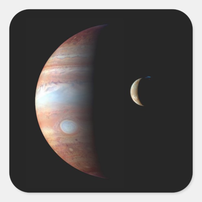 Jupiter Gas Giant Planet & Io Galilean Moon Square Sticker (Front)