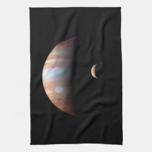 Jupiter Gas Giant Planet & Io Galilean Moon Tea Towel