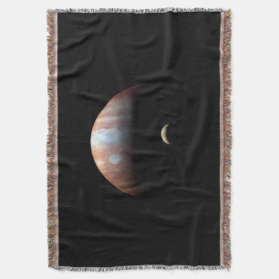 Jupiter Gas Giant Planet & Io Galilean Moon Throw Blanket