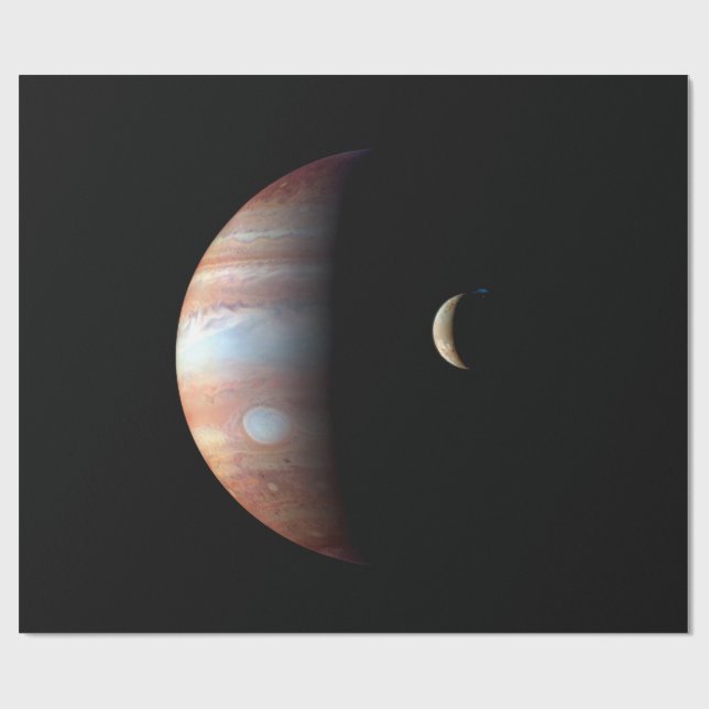 Jupiter Gas Giant Planet & Io Galilean Moon Wrapping Paper (Flat)