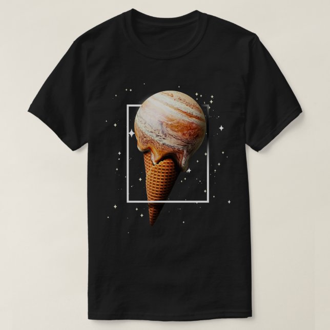 Jupiter Ice Cream Cone Planet Astronomer Astronomy T-Shirt (Design Front)