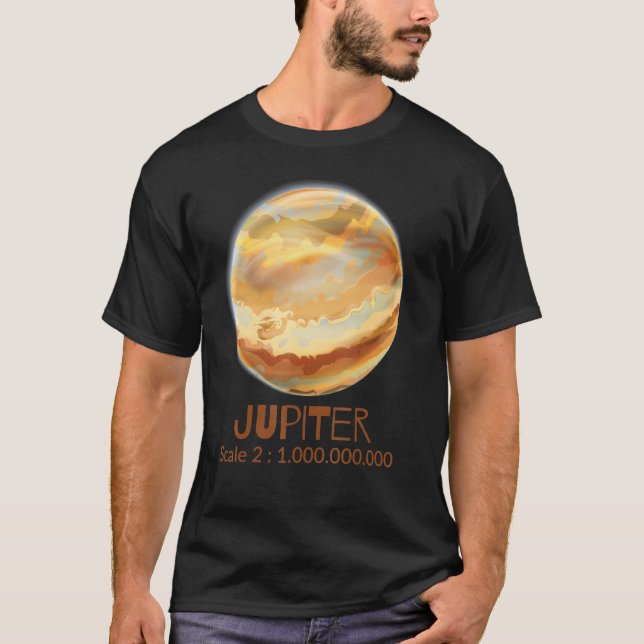 Jupiter In Correct Scale Planet Of The Solar Syste T-Shirt (Front)