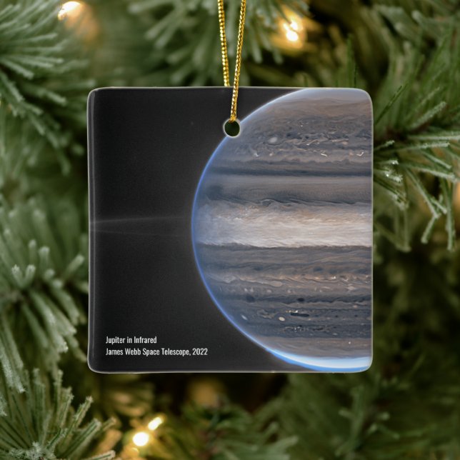 Jupiter in Infrared Webb Space Telescope Christmas Ceramic Ornament (Tree)