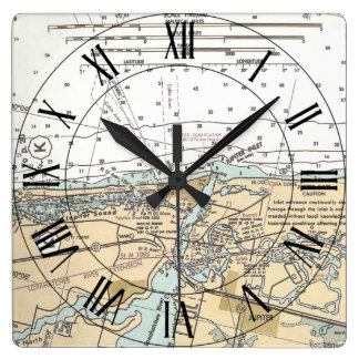 Jupiter Inlet Florida USA Nautical Map ~ Square Wall Clock