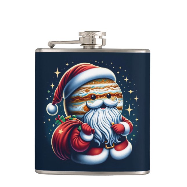 Jupiter Jolly Old St. Nick Santa Claus Astrology Hip Flask (Front)