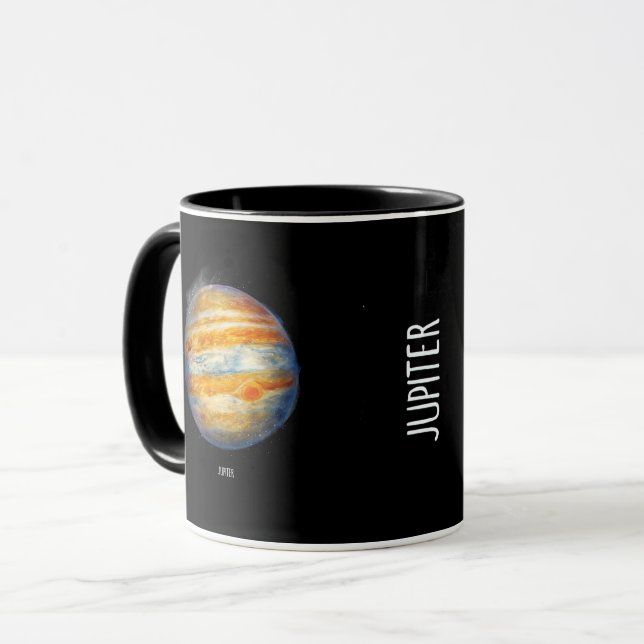 Jupiter Planet Artwork – Cosmic Space Illustration Mug (Front Left)
