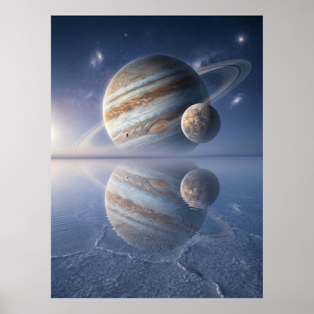Jupiter Reflection Space Art Poster (Front)