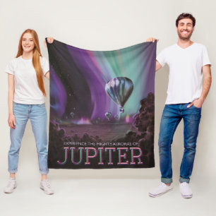 Jupiter Travel by Hot Air Balloon Bighty Auroras Fleece Blanket