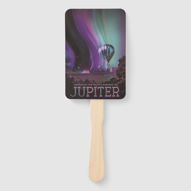 Jupiter Travel by Hot Air Balloon Bighty Auroras Hand Fan (Front)