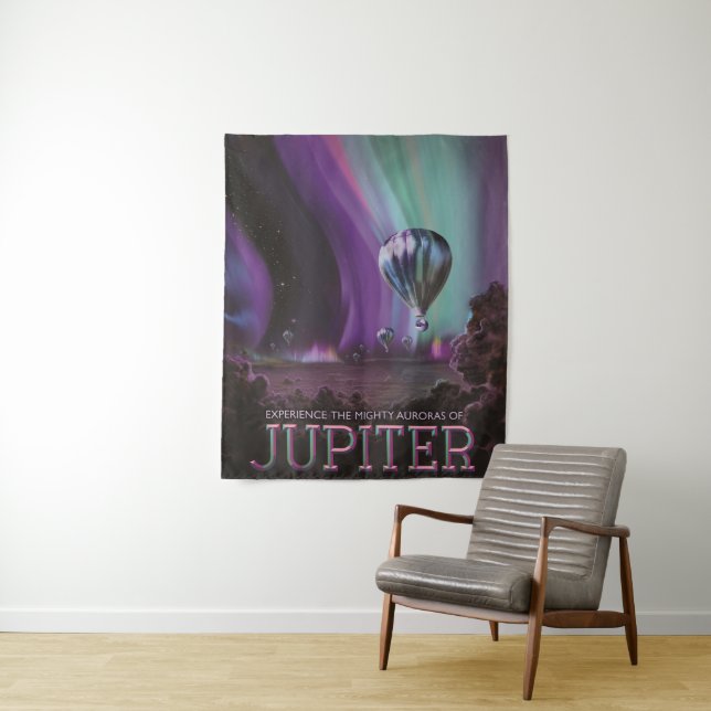 Jupiter Travel by Hot Air Balloon Bighty Auroras Tapestry (In Situ)
