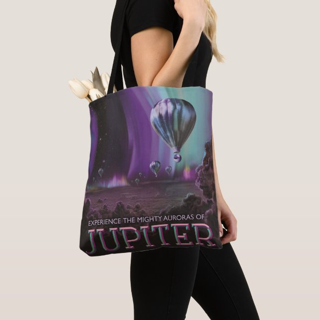 Jupiter Travel by Hot Air Balloon Bighty Auroras Tote Bag (Close Up)