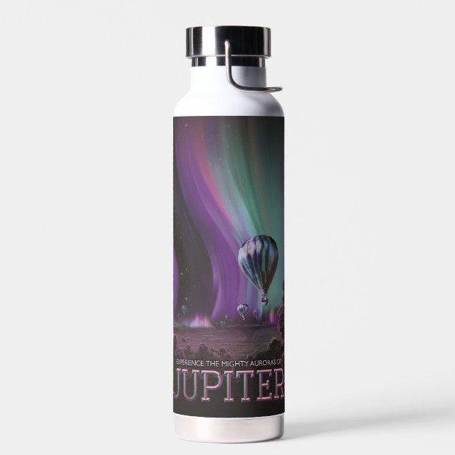 Jupiter Travel by Hot Air Balloon Bighty Auroras Water Bottle (Left)
