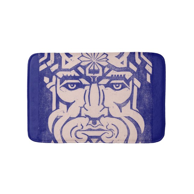 Jupiter Zeus King of Gods Greek Mythology Blue Bath Mat (Front)