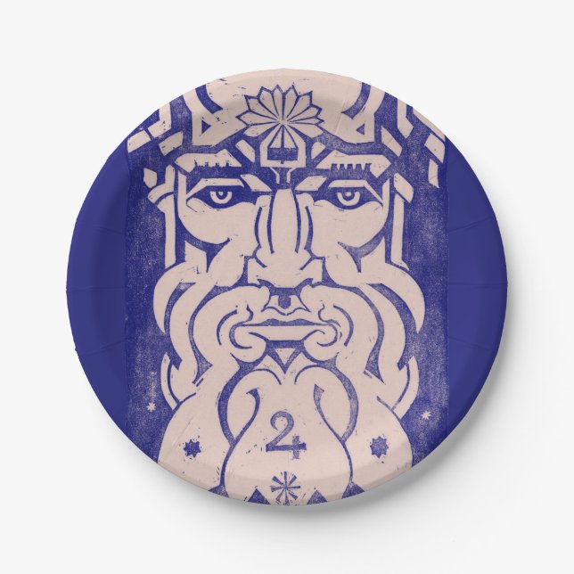 Jupiter Zeus King of Gods Greek Mythology Blue Paper Plate (Front)