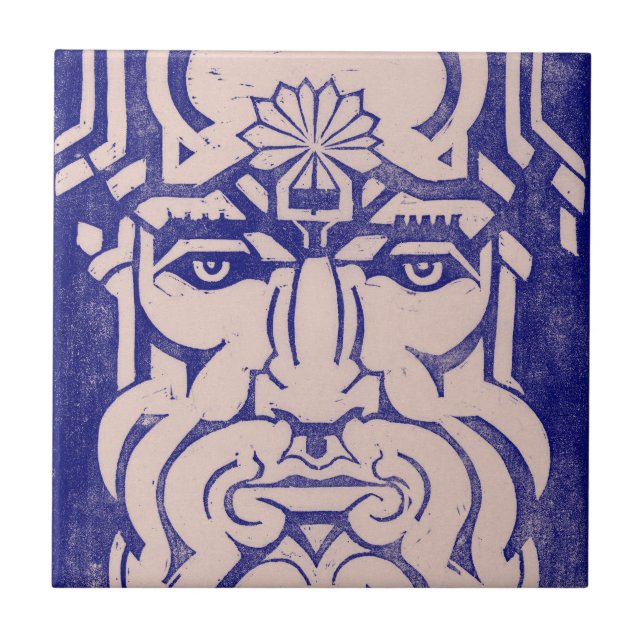 Jupiter Zeus King of Gods Greek Mythology Blue Tile (Front)