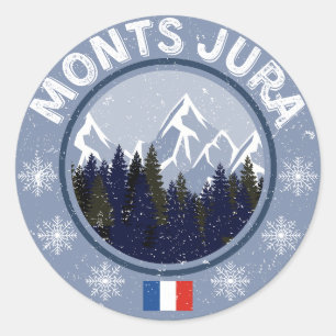 Jura Ski Resort Mountains Classic Round Sticker