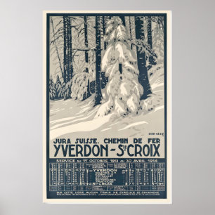 Jura Suisse Vintage Ski Poster - Framed Print
