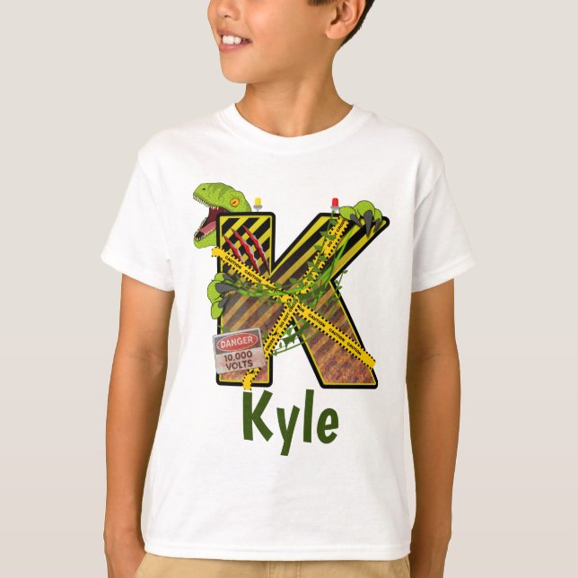 Jurassic Alphabet | Initial Letter Custom Name | K T-Shirt (Front)