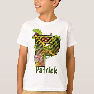 Jurassic Alphabet | Initial Letter Custom Name | P T-Shirt