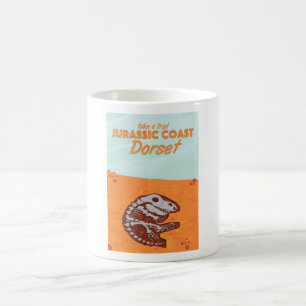 Jurassic Coast Devon cartoon travel poster Coffee Mug